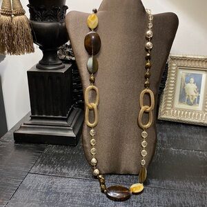 Long NEW Gold & Earth Tones Necklace!